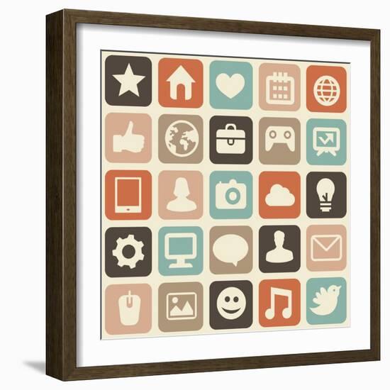 Pattern With Social Media Icons-venimo-Framed Art Print