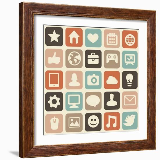 Pattern With Social Media Icons-venimo-Framed Art Print