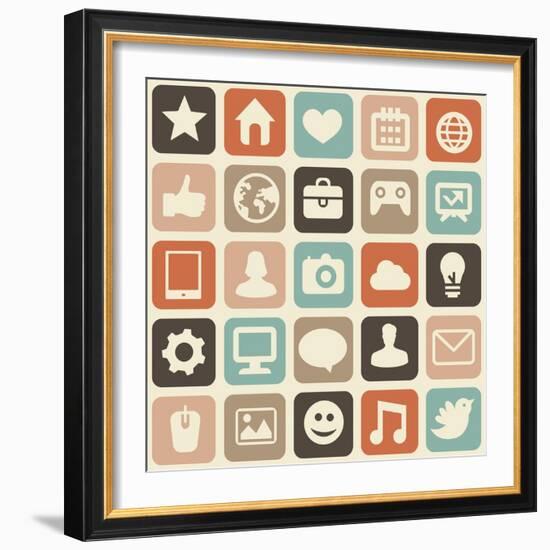 Pattern With Social Media Icons-venimo-Framed Art Print