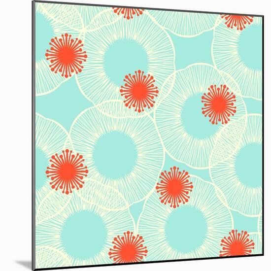 Pattern with Stylized Flowers or Jelly Fishes-tukkki-Mounted Art Print