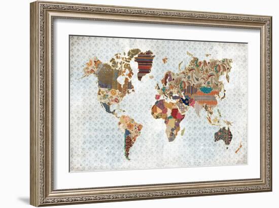 Pattern World Map Geo Background-Laura Marshall-Framed Art Print