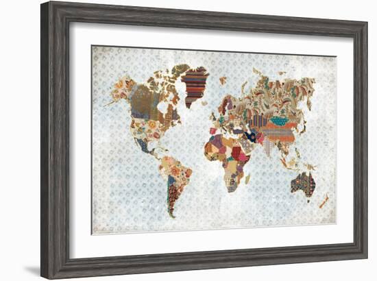 Pattern World Map Geo Background-Laura Marshall-Framed Art Print