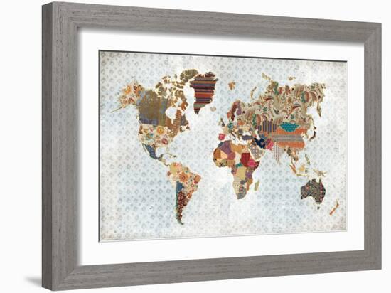 Pattern World Map Geo Background-Laura Marshall-Framed Art Print