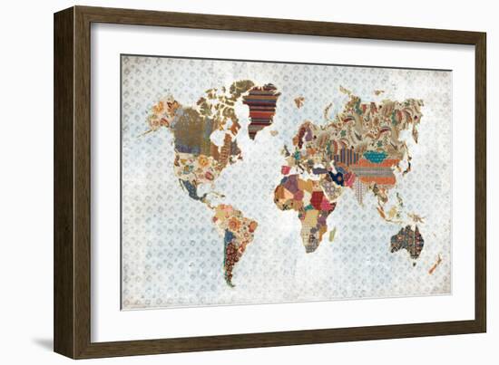 Pattern World Map Geo Background-Laura Marshall-Framed Art Print