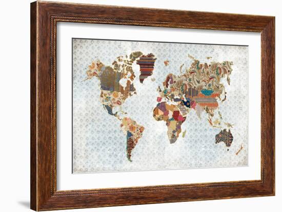 Pattern World Map Geo Background-Laura Marshall-Framed Art Print