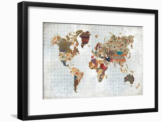 Pattern World Map Geo Background-Laura Marshall-Framed Art Print