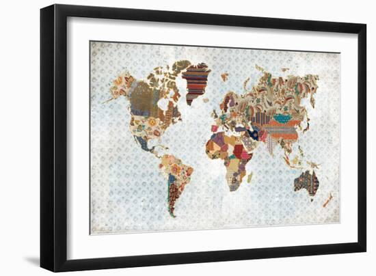 Pattern World Map Geo Background-Laura Marshall-Framed Art Print