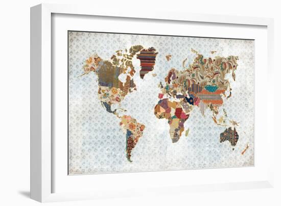 Pattern World Map Geo Background-Laura Marshall-Framed Art Print