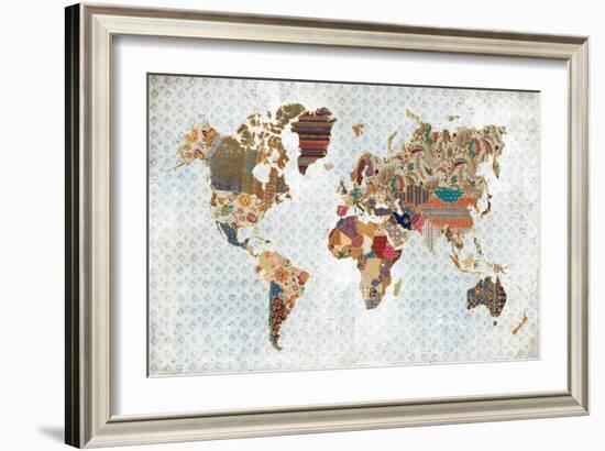 Pattern World Map Geo Background-Laura Marshall-Framed Art Print