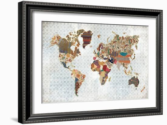 Pattern World Map Geo Background-Laura Marshall-Framed Art Print