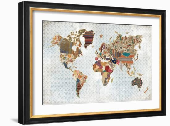 Pattern World Map Geo Background-Laura Marshall-Framed Art Print