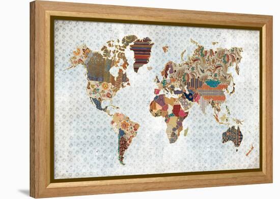 Pattern World Map Geo Background-Laura Marshall-Framed Stretched Canvas