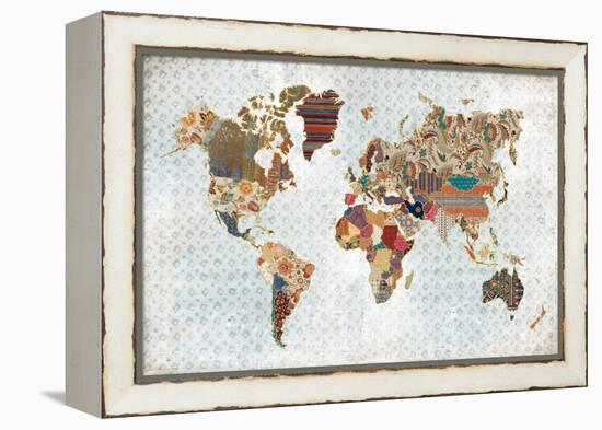 Pattern World Map Geo Background-Laura Marshall-Framed Stretched Canvas