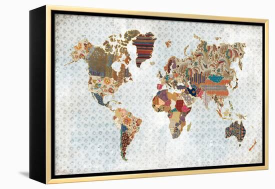 Pattern World Map Geo Background-Laura Marshall-Framed Stretched Canvas