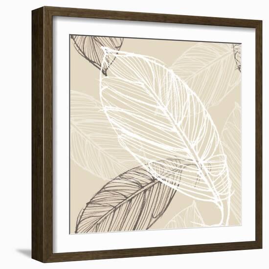 pattern3    leaves, neutral, floral-Robbin Rawlings-Framed Art Print