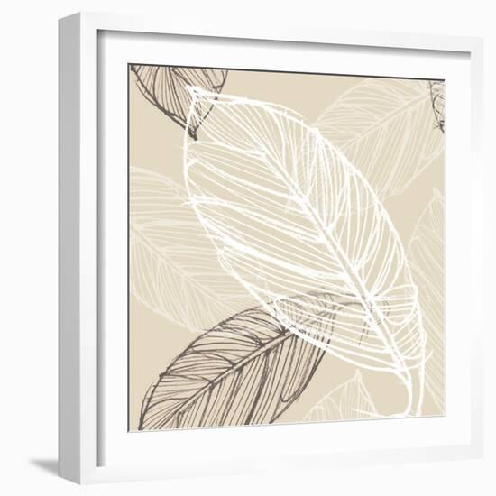 pattern3    leaves, neutral, floral-Robbin Rawlings-Framed Art Print