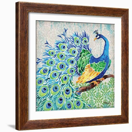 Patterned Peacock I-Paul Brent-Framed Art Print