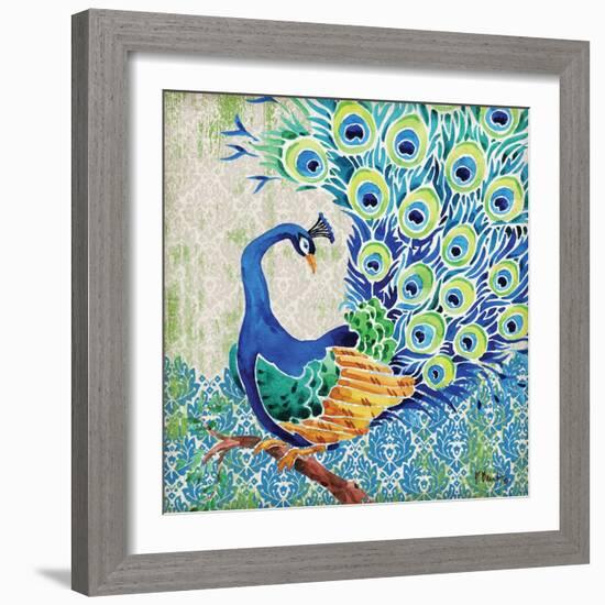 Patterned Peacock II-Paul Brent-Framed Art Print