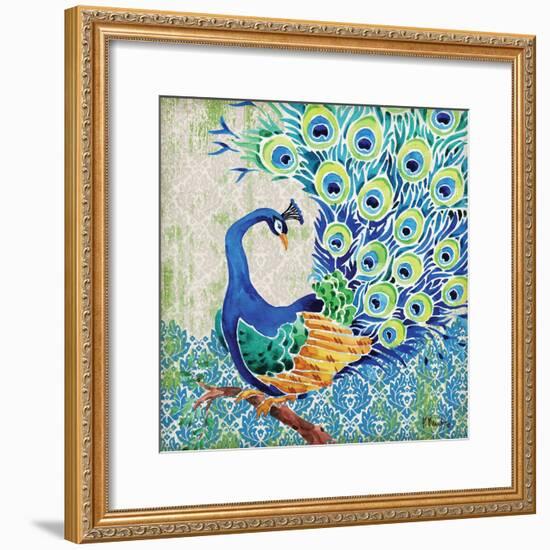 Patterned Peacock II-Paul Brent-Framed Art Print