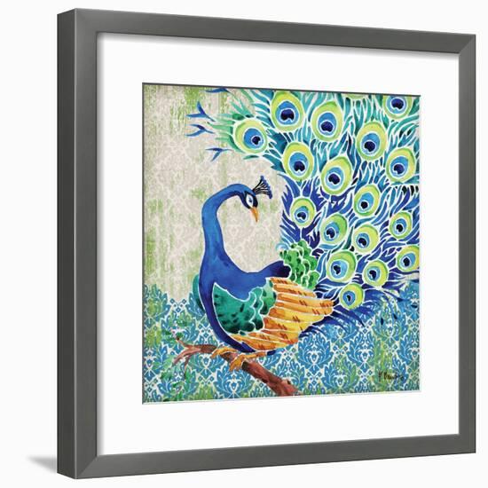 Patterned Peacock II-Paul Brent-Framed Art Print