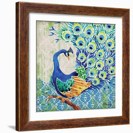 Patterned Peacock II-Paul Brent-Framed Art Print