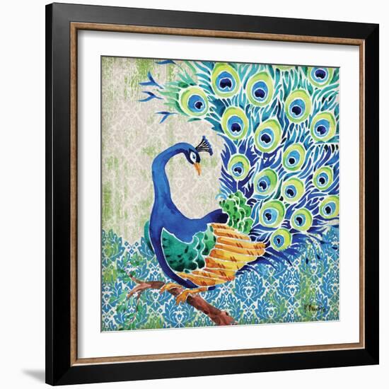 Patterned Peacock II-Paul Brent-Framed Art Print