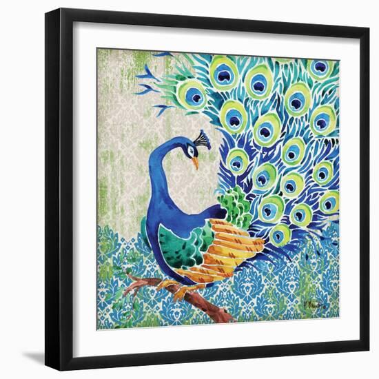 Patterned Peacock II-Paul Brent-Framed Art Print