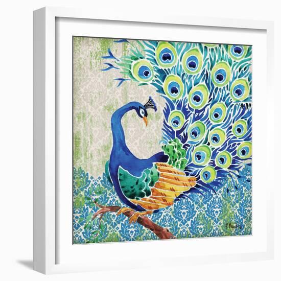 Patterned Peacock II-Paul Brent-Framed Art Print