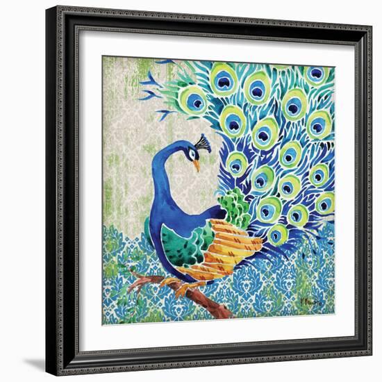 Patterned Peacock II-Paul Brent-Framed Art Print