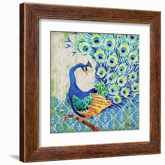 Patterned Peacock II-Paul Brent-Framed Art Print