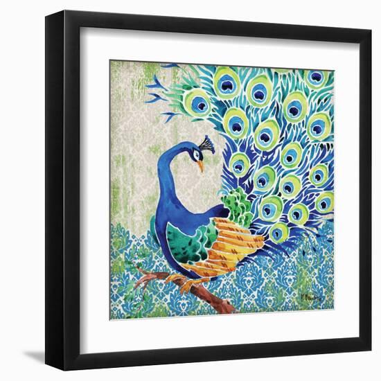 Patterned Peacock II-Paul Brent-Framed Art Print