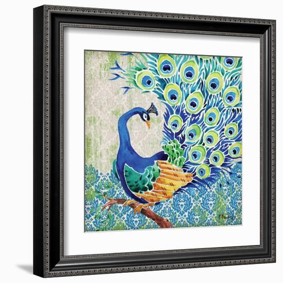 Patterned Peacock II-Paul Brent-Framed Art Print