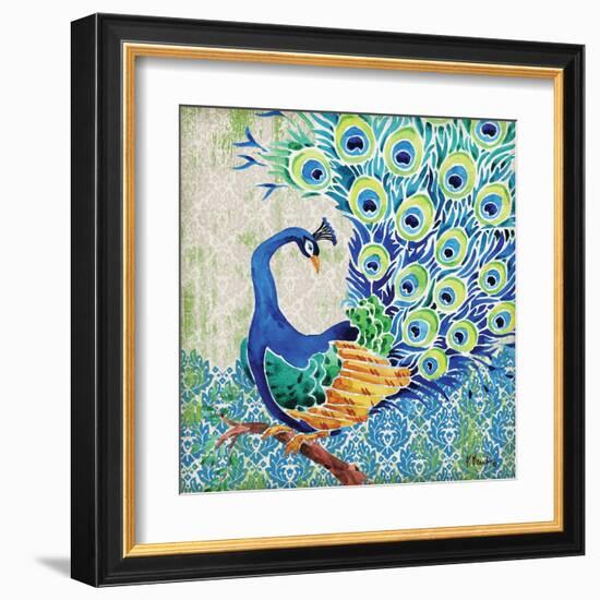 Patterned Peacock II-Paul Brent-Framed Art Print