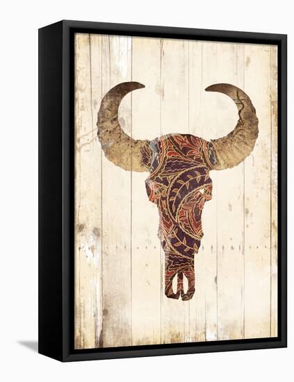 Patterned Skull-Jace Grey-Framed Stretched Canvas