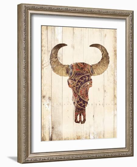 Patterned Skull-Jace Grey-Framed Art Print