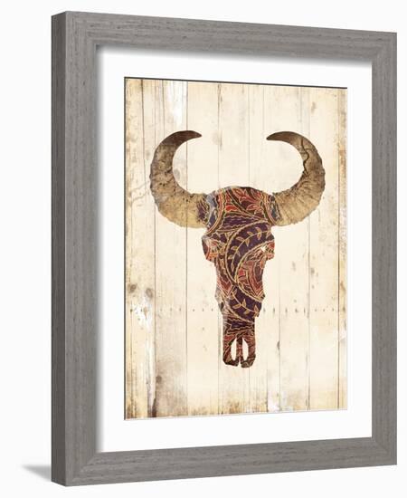 Patterned Skull-Jace Grey-Framed Art Print