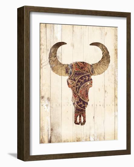 Patterned Skull-Jace Grey-Framed Art Print