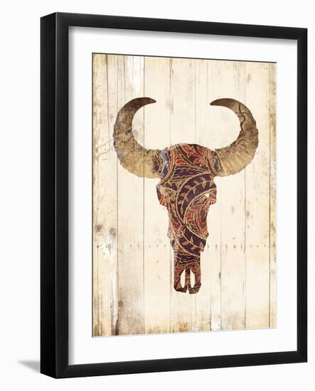 Patterned Skull-Jace Grey-Framed Art Print