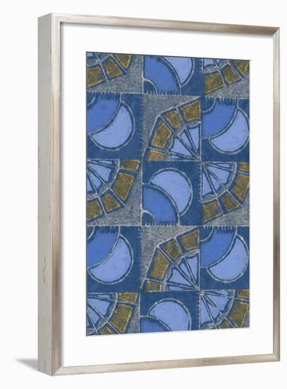 Patterned Squares of Blue and Gray-Found Image Press-Framed Giclee Print