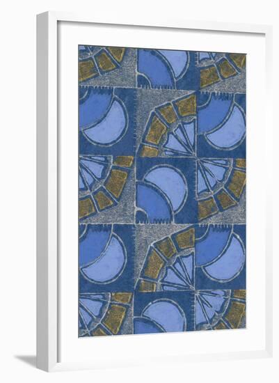 Patterned Squares of Blue and Gray-Found Image Press-Framed Giclee Print