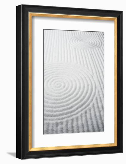 Patterns in snow-covered rock garden, Tofuku-ji Temple, Kyoto, Japan, Asia-Damien Douxchamps-Framed Photographic Print