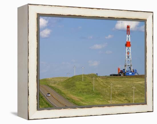 Patterson Uti Oil Drilling Rig Along Highway 200 West of Killdeer, North Dakota, USA-David R. Frazier-Framed Premier Image Canvas