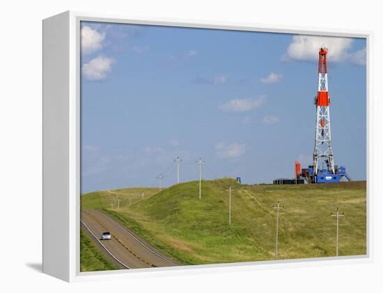 Patterson Uti Oil Drilling Rig Along Highway 200 West of Killdeer, North Dakota, USA-David R. Frazier-Framed Premier Image Canvas