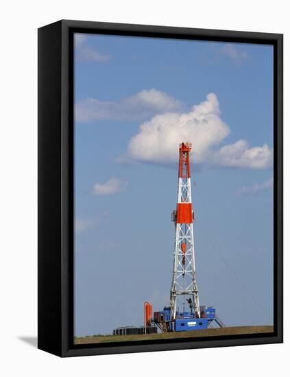 Patterson Uti Oil Drilling Rig Along Highway 200 West of Killdeer, North Dakota, USA-David R. Frazier-Framed Premier Image Canvas