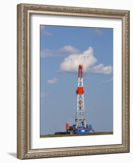 Patterson Uti Oil Drilling Rig Along Highway 200 West of Killdeer, North Dakota, USA-David R. Frazier-Framed Photographic Print