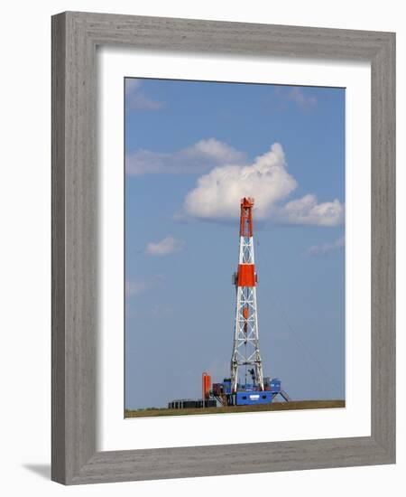 Patterson Uti Oil Drilling Rig Along Highway 200 West of Killdeer, North Dakota, USA-David R. Frazier-Framed Photographic Print