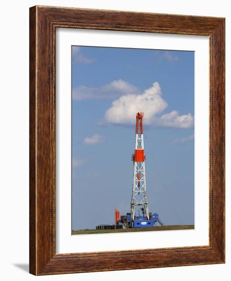 Patterson Uti Oil Drilling Rig Along Highway 200 West of Killdeer, North Dakota, USA-David R. Frazier-Framed Photographic Print