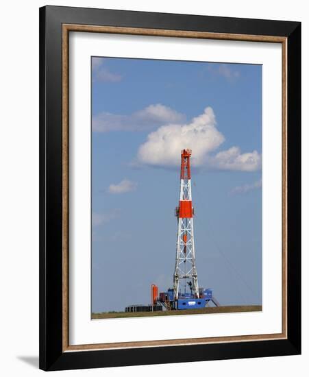 Patterson Uti Oil Drilling Rig Along Highway 200 West of Killdeer, North Dakota, USA-David R. Frazier-Framed Photographic Print