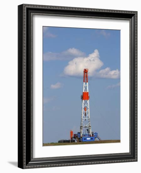 Patterson Uti Oil Drilling Rig Along Highway 200 West of Killdeer, North Dakota, USA-David R. Frazier-Framed Photographic Print