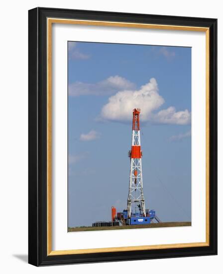 Patterson Uti Oil Drilling Rig Along Highway 200 West of Killdeer, North Dakota, USA-David R. Frazier-Framed Photographic Print